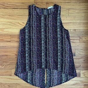 Black, Pink, Purple, and White Blouse